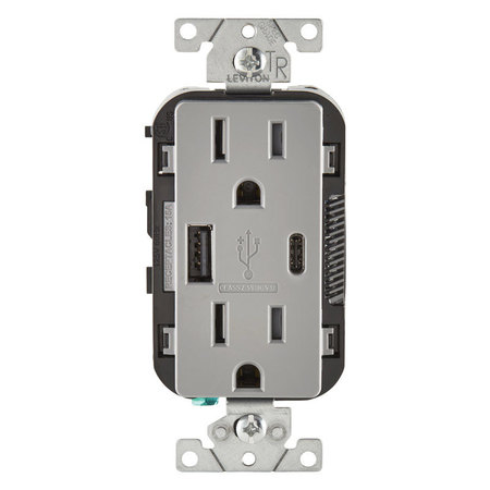 LEVITON Usb/Dplx Outlet 15A Gry T5633-GY
